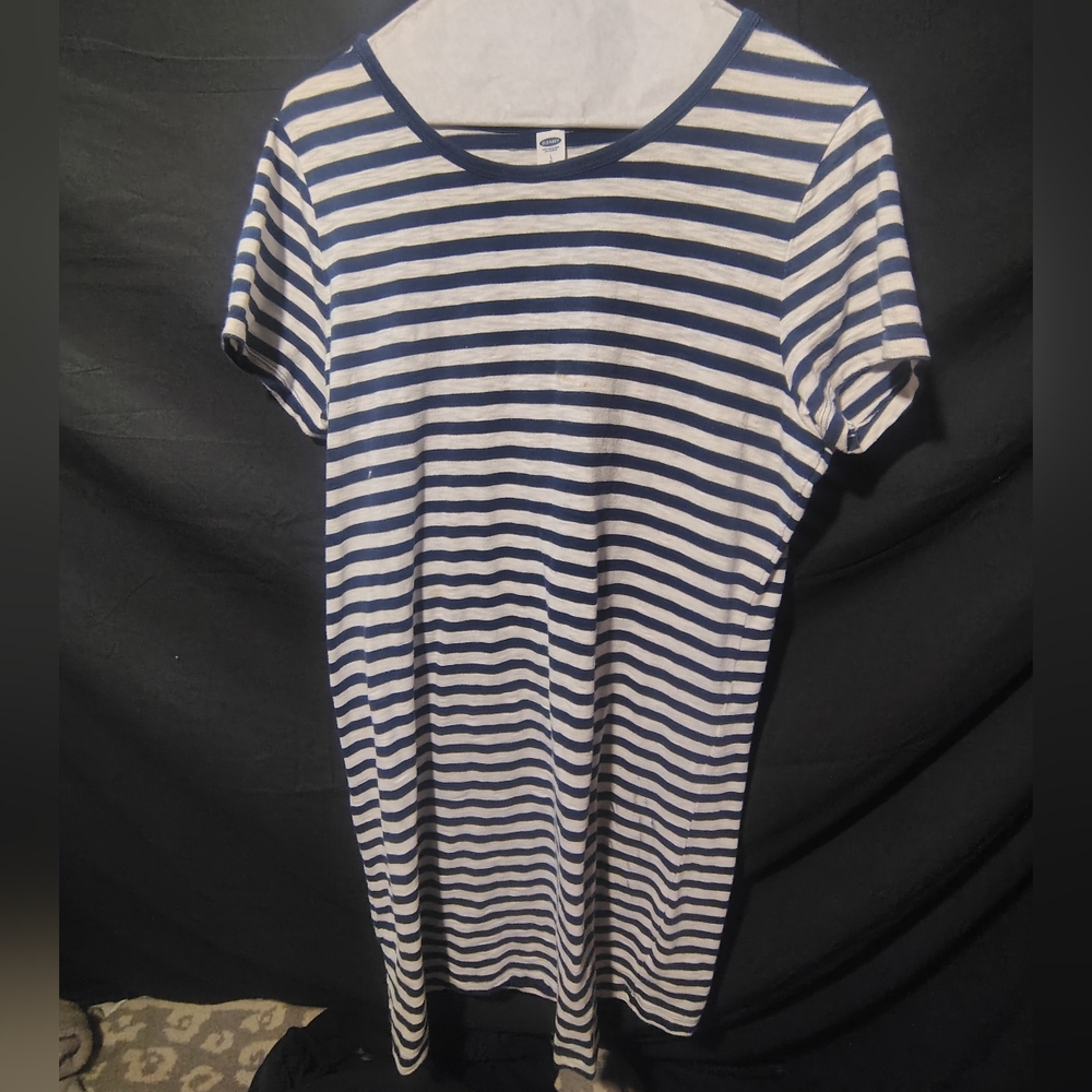 Striped Navy and White Midi Dress